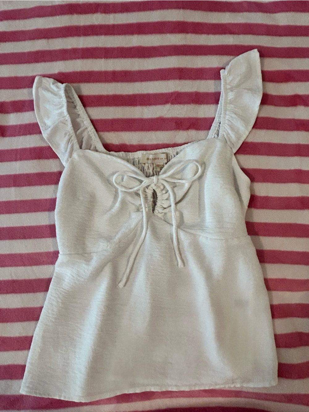 White Babydoll Top with bowknot detail
